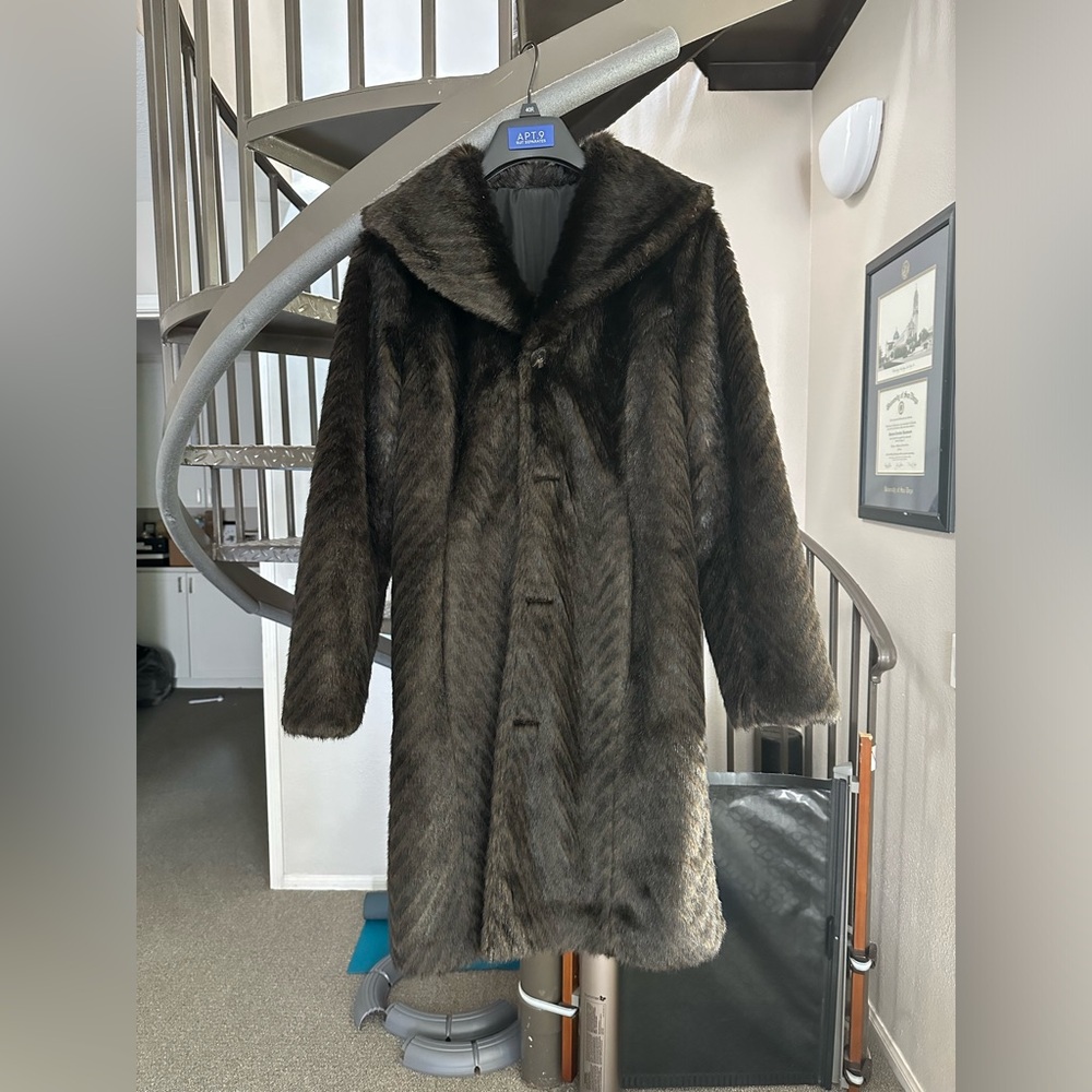 Faux Fur Brown Reversible Waterproof Coat Jacket